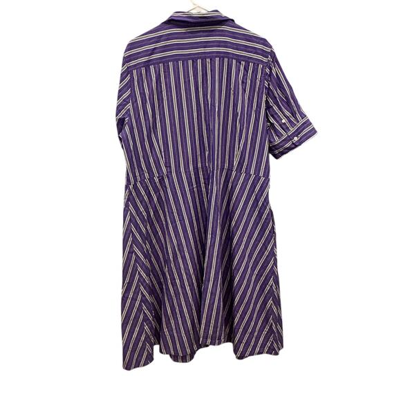 Ralph Lauren Womens Shirt Dress 18W 18 Purple Striped Classic Preppy Old Money - Picture 5 of 13